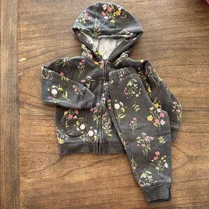Carter's Charcoal Floral Hoodie & Jogger Set